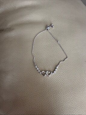 Kay’s Silver Heart Link Bracelet with Crystal Accents